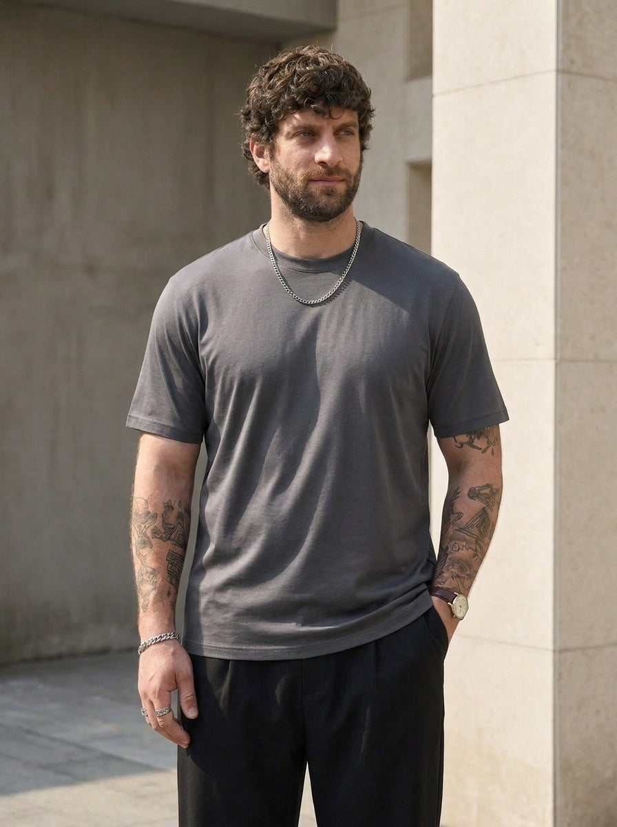 PLUS SIZE MERCERIZED COTTON T-SHIRT FOR MEN | XL-7XL