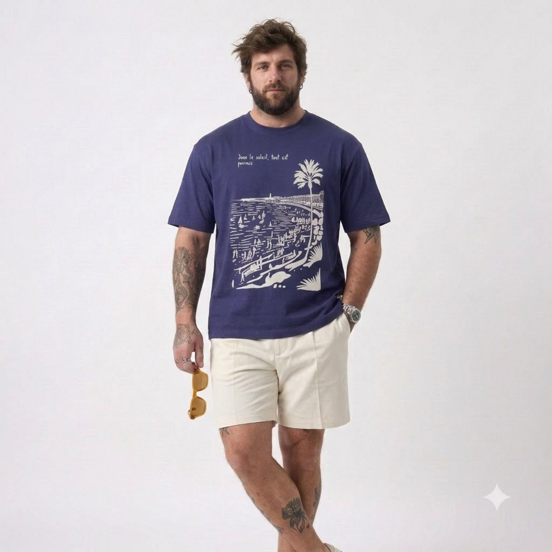 PLUS SIZE SAINT TROPEZ HOLIDAY T-SHIRT FOR MEN | XL-7XL