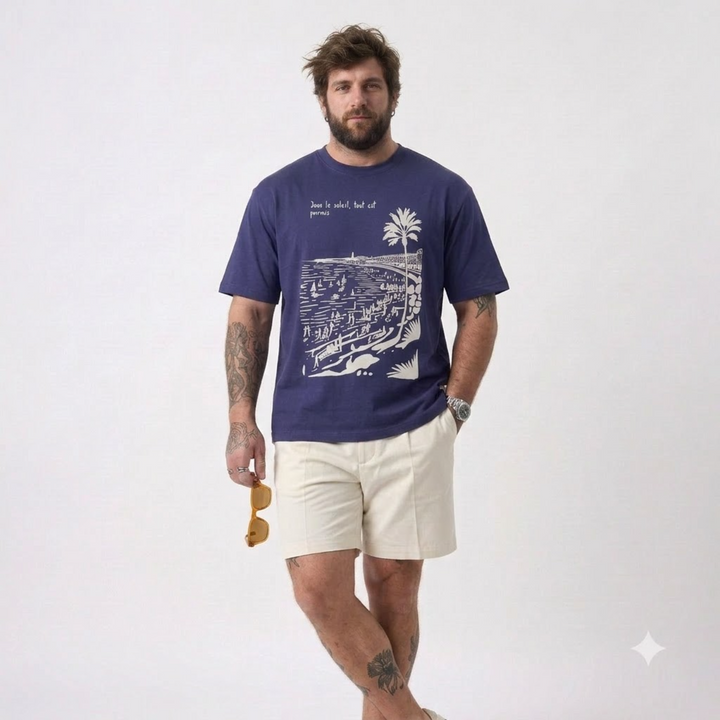 PLUS SIZE SAINT TROPEZ HOLIDAY T-SHIRT FOR MEN | XL-7XL