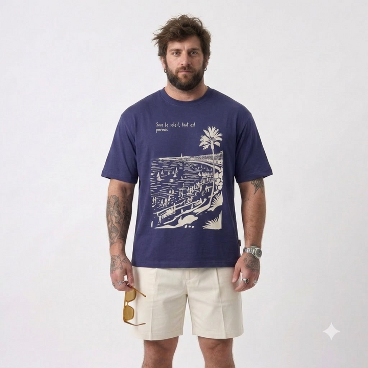 PLUS SIZE SAINT TROPEZ HOLIDAY T-SHIRT FOR MEN | XL-7XL