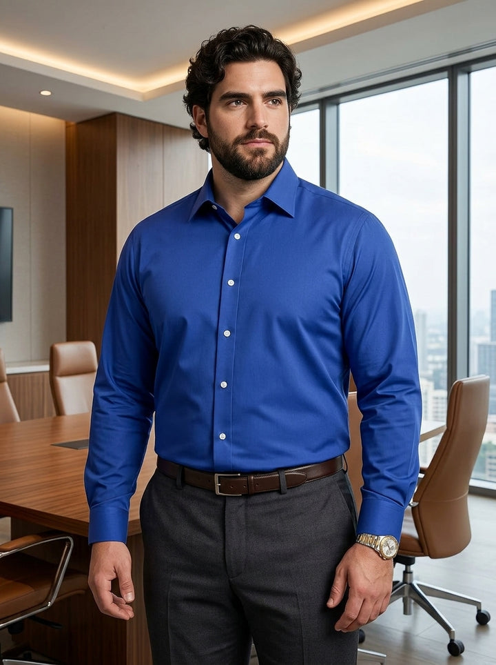 PLUS SIZE SOLID GIZA SHIRT FOR MEN | XL-7XL
