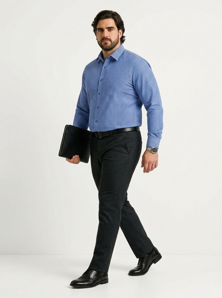PLUS SIZE STRIPE GIZA SHIRT FOR MEN | XL-7XL
