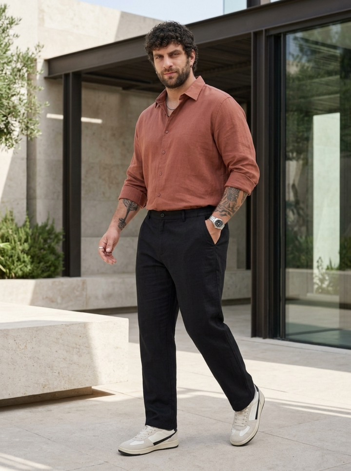 PLUS SIZE MEN’S LINEN PULLON PANT | XL-7XL