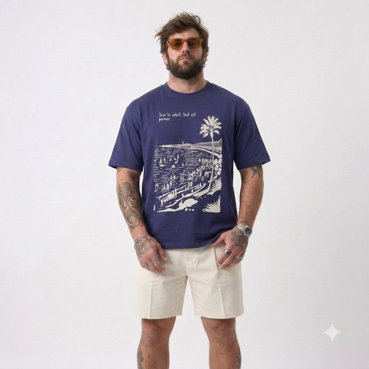PLUS SIZE SAINT TROPEZ HOLIDAY T-SHIRT FOR MEN | XL-7XL