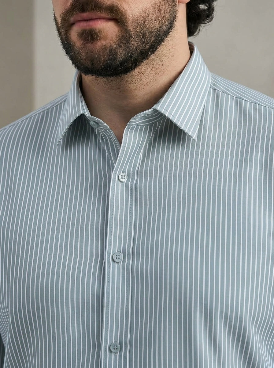 PLUS SIZE STRIPE GIZA SHIRT FOR MEN | XL-7XL