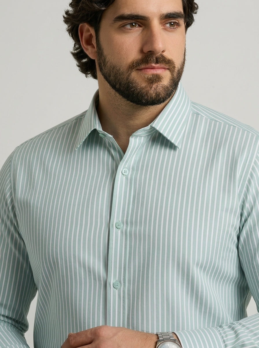 PLUS SIZE STRIPE GIZA SHIRT FOR MEN | XL-7XL