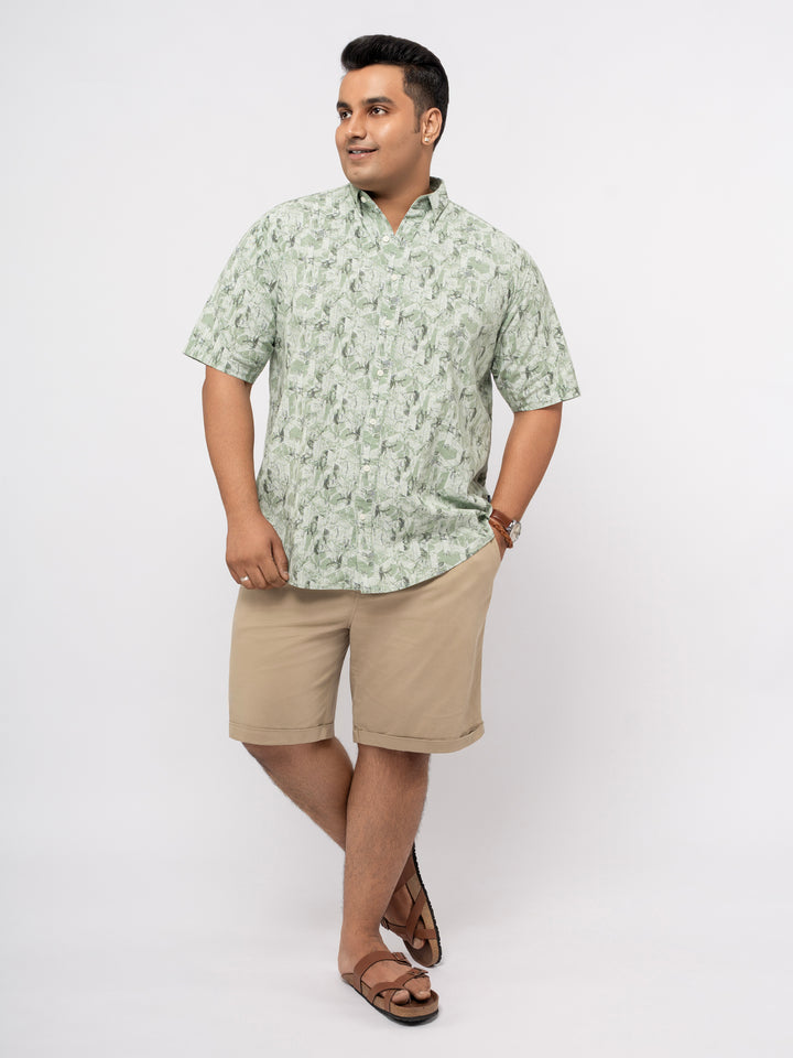 Plus size soft Cotton Printed Holiday Half Sleeve Shirt For Men | XL-7XL