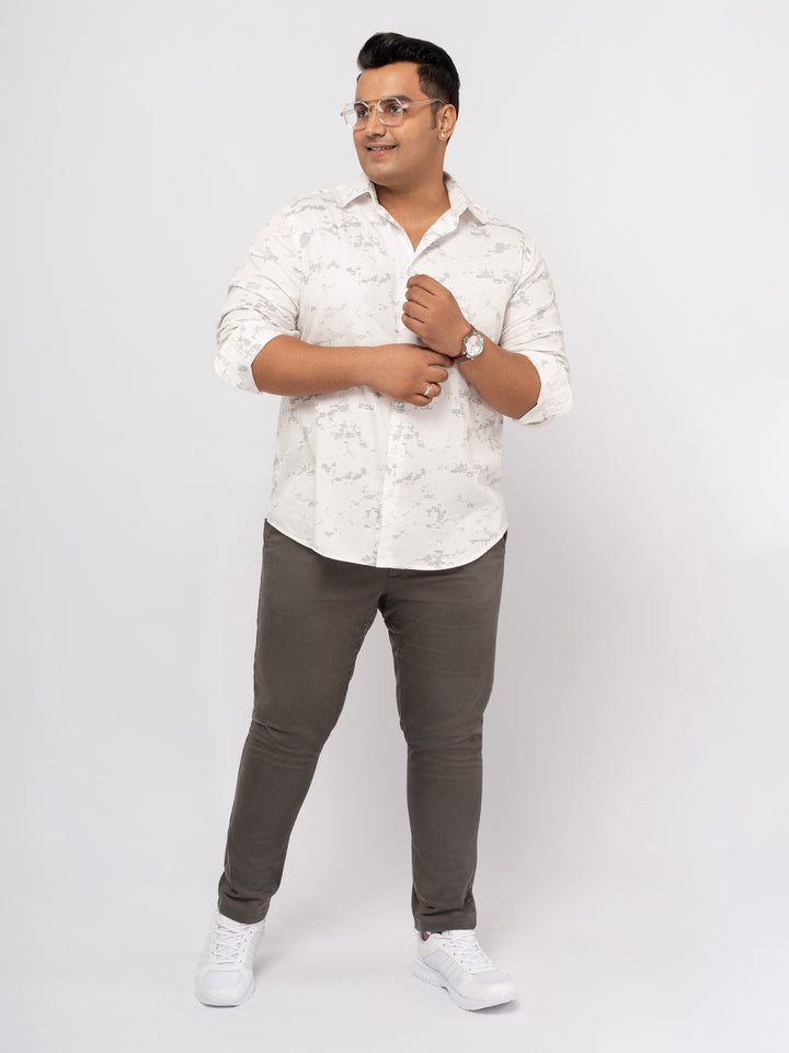 Plus size Printed Stretch Satin Party Shirt For Men | XL-7XL