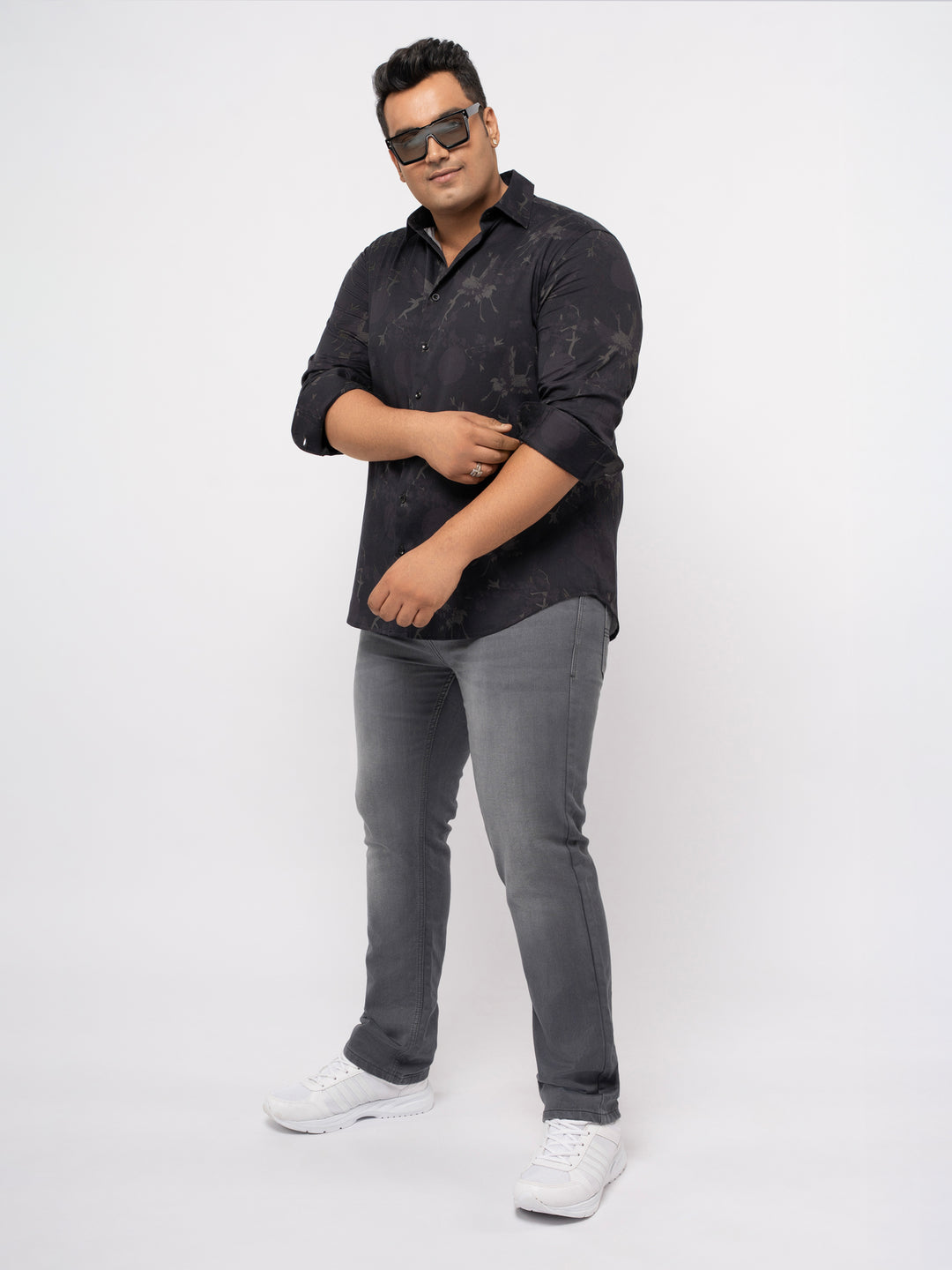 Plus size Printed Stretch Satin Party Shirt For Men | XL-7XL