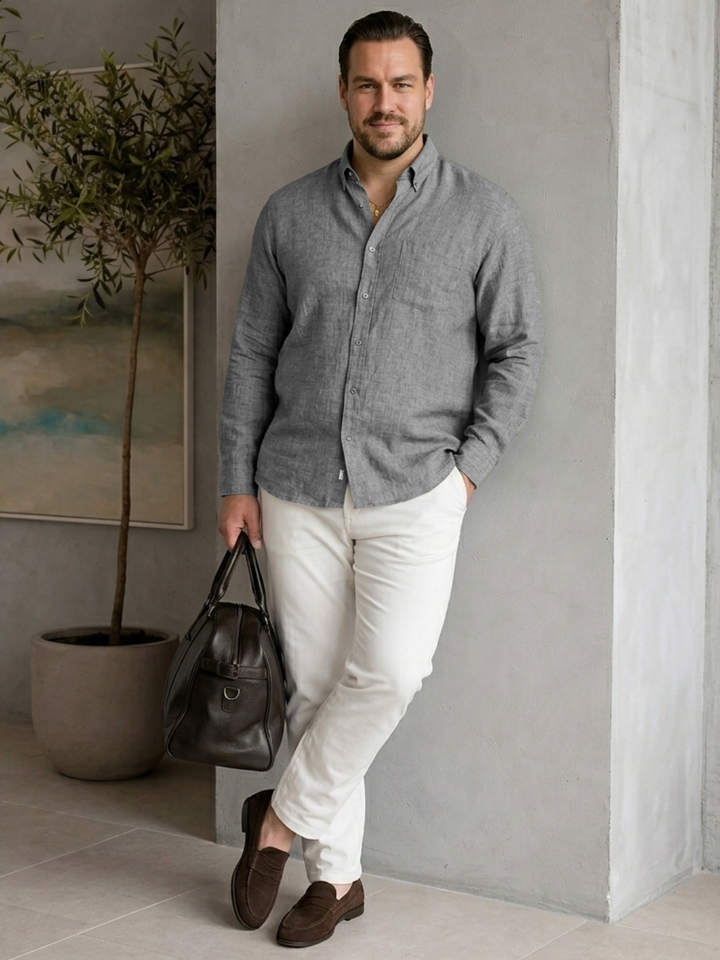 PLUS SIZE MEN SOLID LINEN SHIRT| XL-7XL