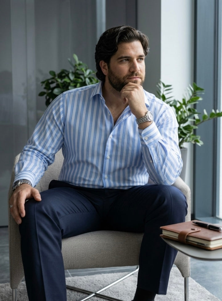 PLUS SIZE MEN STRIPE SHIRT| XL-7XL