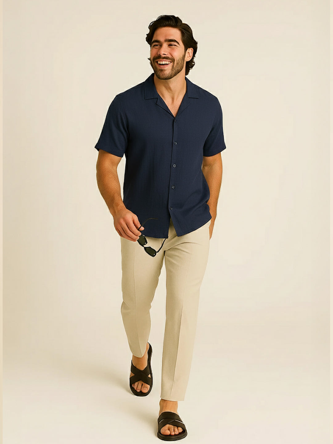 PLUS SIZE LOUNGE SEERSUCKER STRETCH HALF SLEEVE SHIRT FOR MEN | XL-7XL