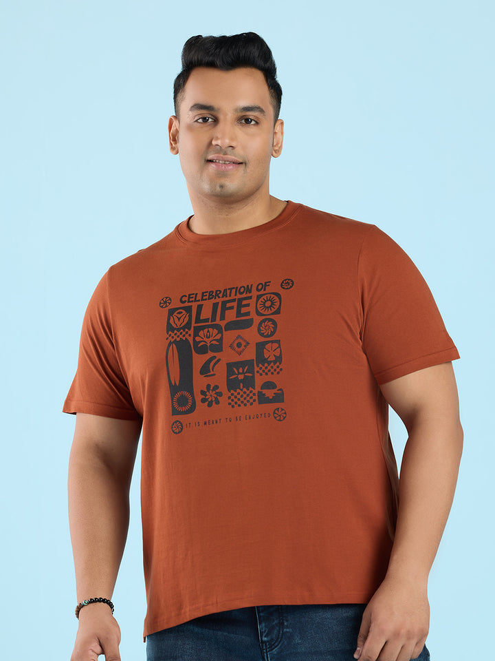 PLUS SIZE STRUCTURE KNIT GRAPHIC T-SHIRT FOR MEN | XL-7XL