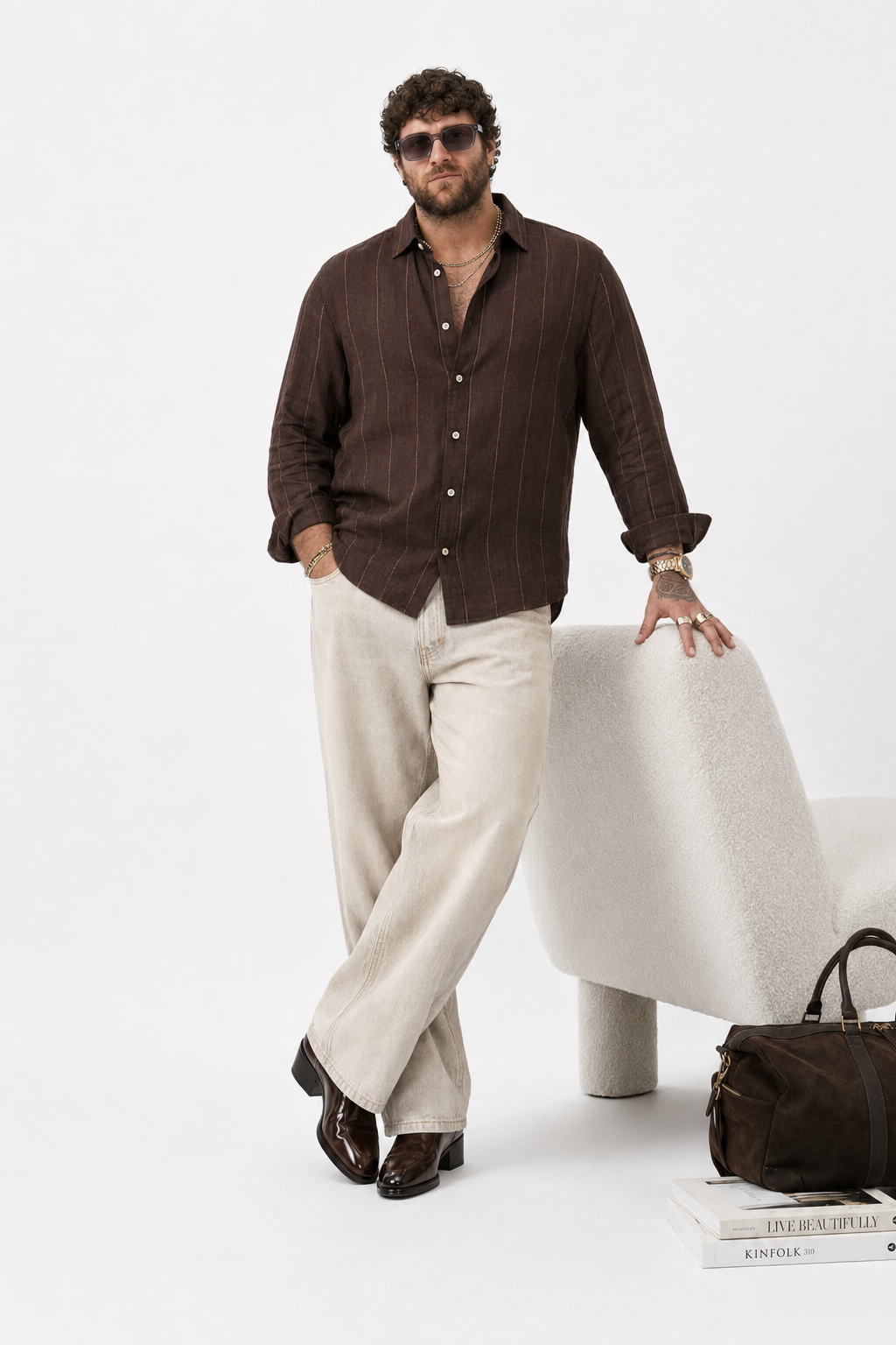 PLUS SIZE LINEN STRIPE SHIRT FOR MEN | XL-7XL