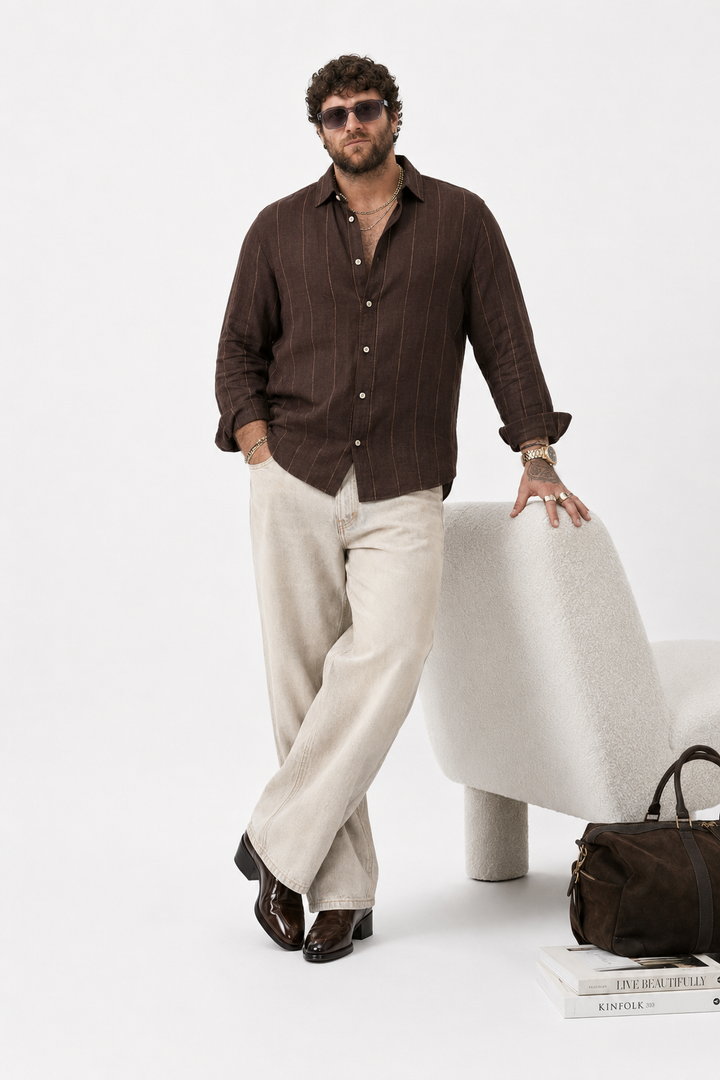 PLUS SIZE LINEN STRIPE SHIRT FOR MEN | XL-7XL