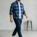 PLUS SIZE MEN INDIGO CHECK SHIRT| XL-7XL