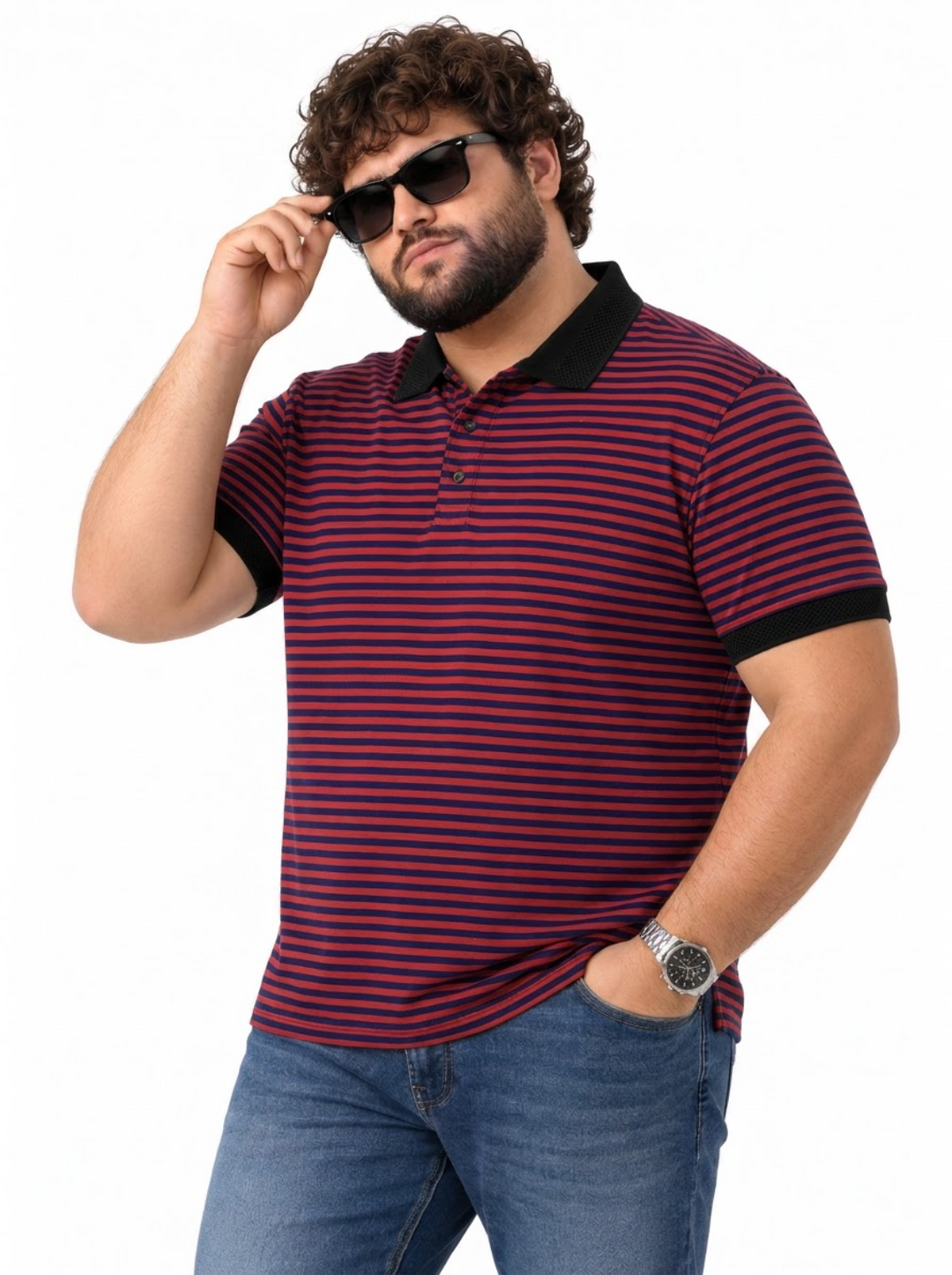 PLUS SIZE MEN STRIPER POLO | XL-7XL