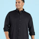 Plus Size Monochrome Black Stretch Satin Shirt | XL-7XL