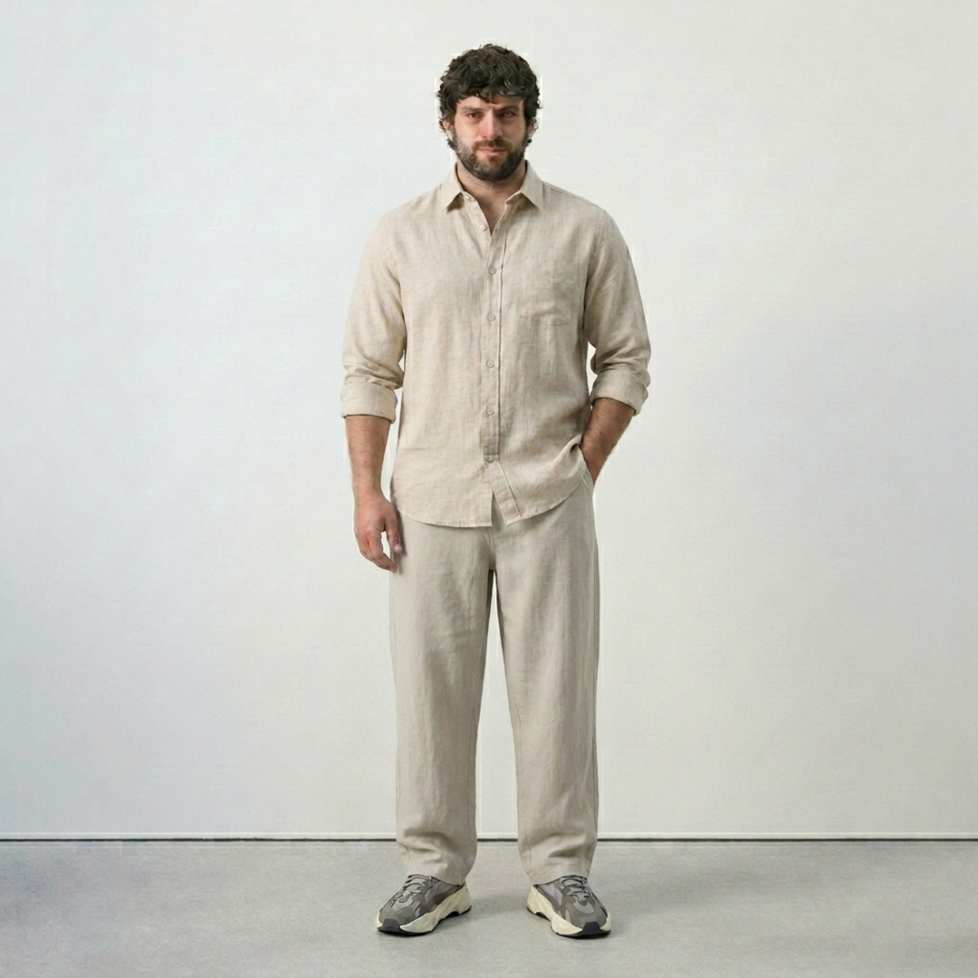 PLUS SIZE MEN’S SOLID LINEN SHIRT | XL-7XL