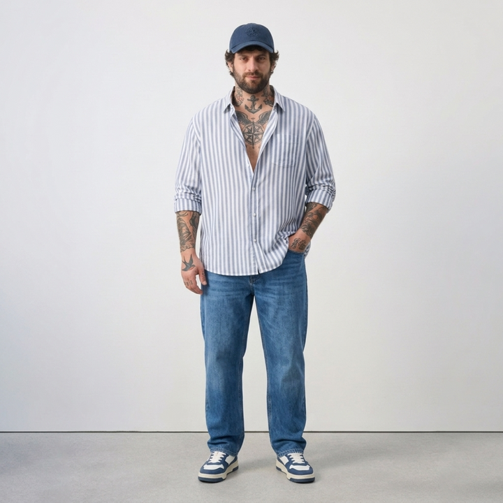 PLUS SIZE MEN’S STRIPE SHIRT | XL-7XL