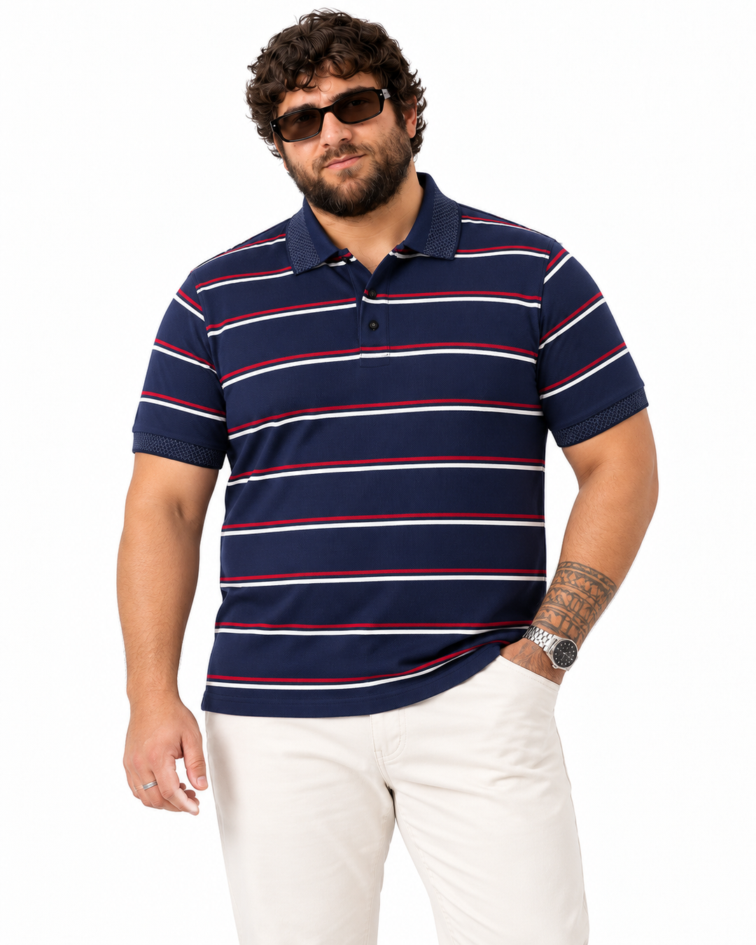 PLUS SIZE MEN STRIPER POLO | XL-7XL