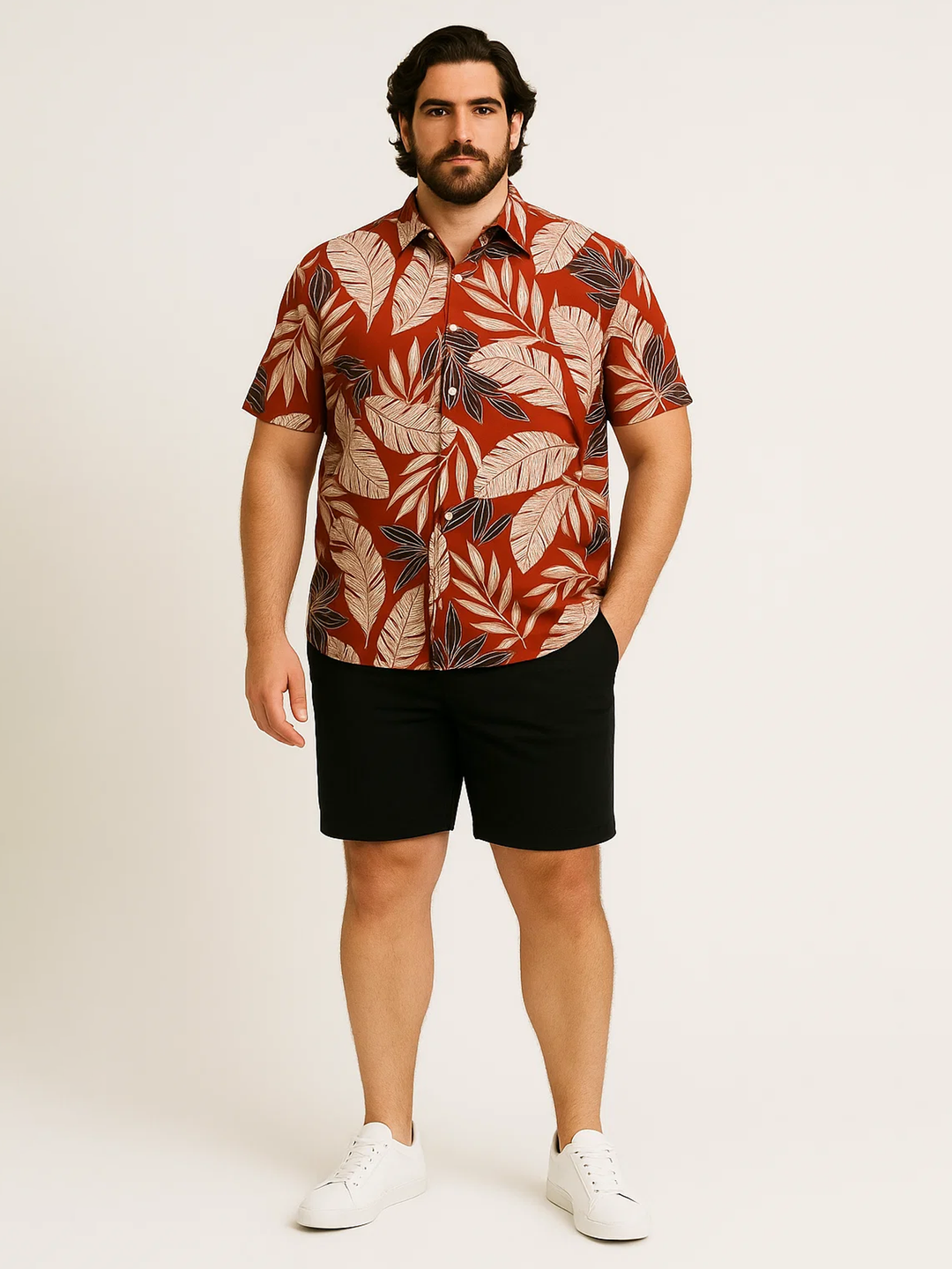 PLUS SIZE TROPICAL PRINTED COTTON HOLIDAY HALF SLEEVE SHIRT FOR MEN | XL-7XL