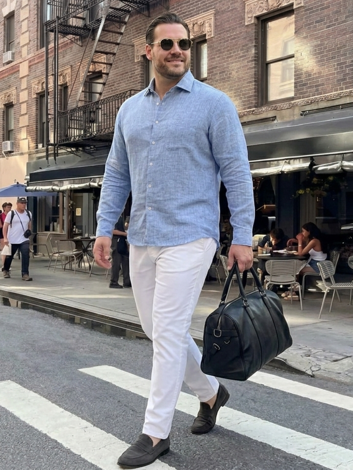 PLUS SIZE MEN SOLID LINEN SHIRT| XL-7XL
