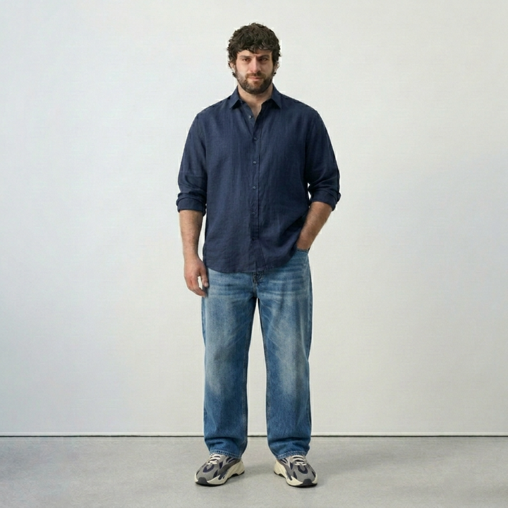 PLUS SIZE SOLID LINEN SHIRT FOR MEN | XL-7XL