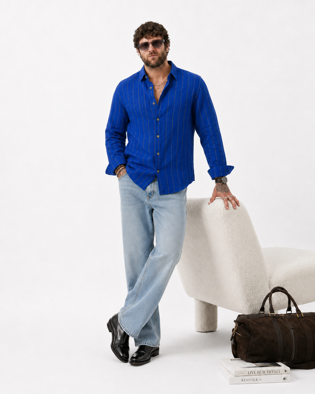 PLUS SIZE LINEN STRIPE SHIRT FOR MEN | XL-7XL