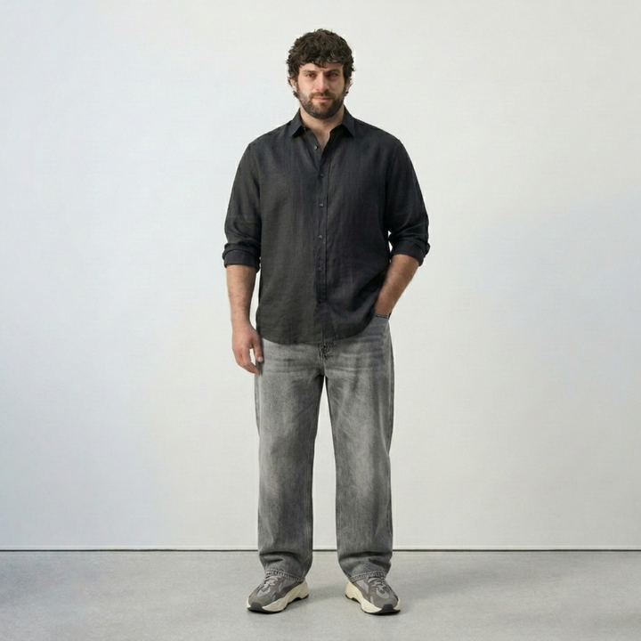 PLUS SIZE SOLID LINEN SHIRT FOR MEN | XL-7XL