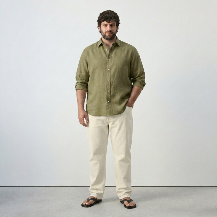 PLUS SIZE SOLID LINEN SHIRT FOR MEN | XL-7XL