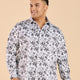 Plus Size Yin-Yang Leaf Panache Print Stretch Satin Shirt | XL-7XL