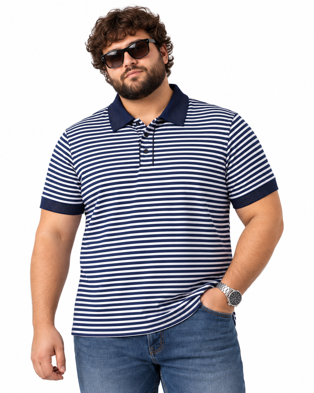 PLUS SIZE MEN STRIPER POLO | XL-7XL