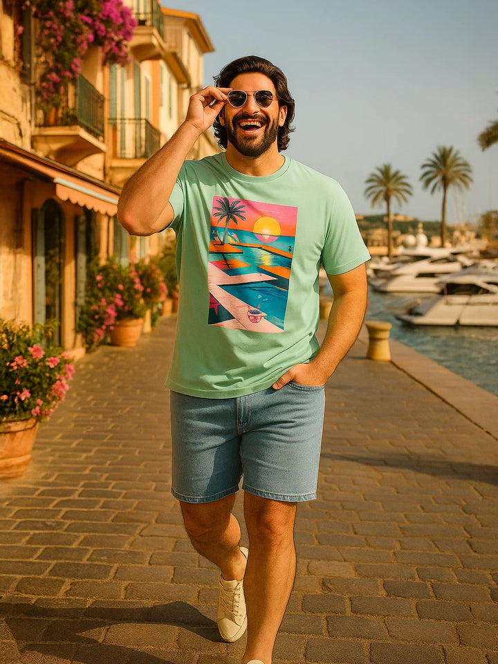 PLUS SIZE SAINT TROPEZ HOLIDAY T-SHIRT FOR MEN | XL-7XL