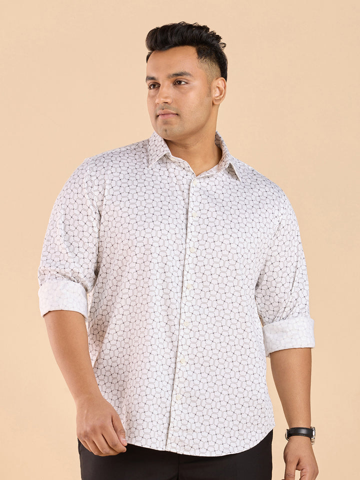 Dapper Geometric Tile Statement Stretch Shirt