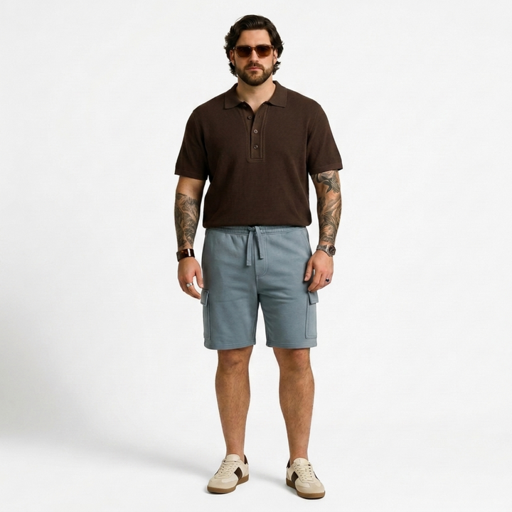 PLUS SIZE MEN’S KNIT CARGO LOUNGE SHORT | XL-7XL