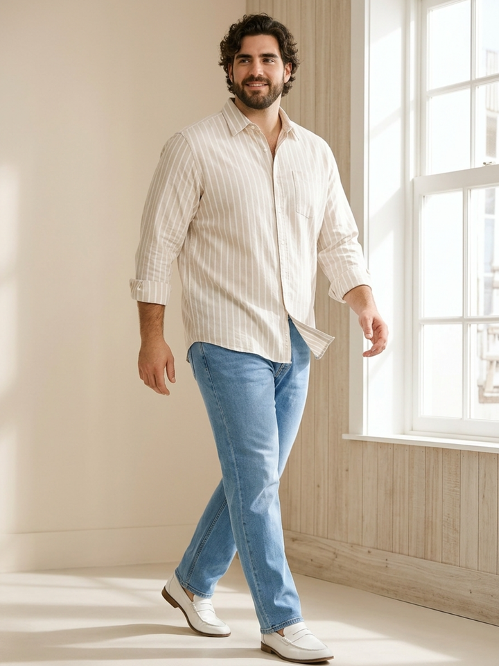 PLUS SIZE MEN STRIPE SHIRT| XL-7XL