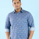 Plus Size Mid-Century Tile Print Twill Stretch Shirt | XL-7XL