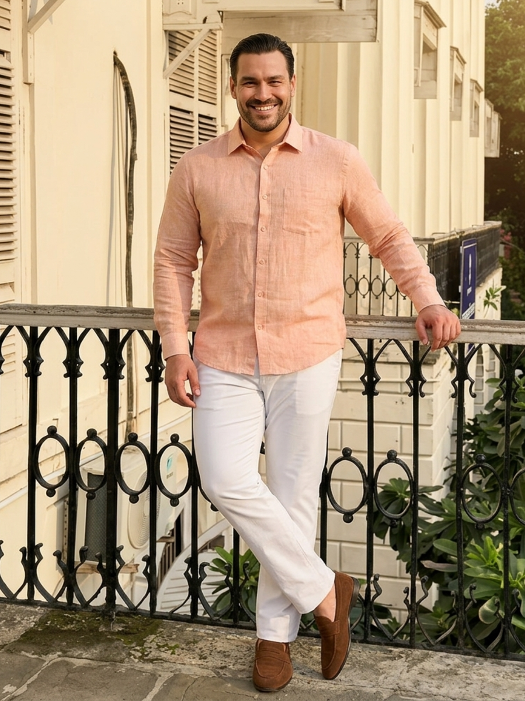 PLUS SIZE MEN SOLID LINEN SHIRT| XL-7XL