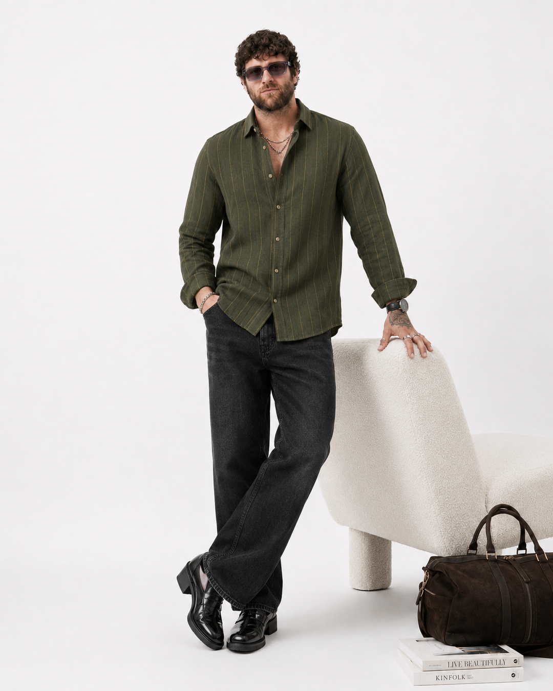 PLUS SIZE LINEN STRIPE SHIRT FOR MEN | XL-7XL