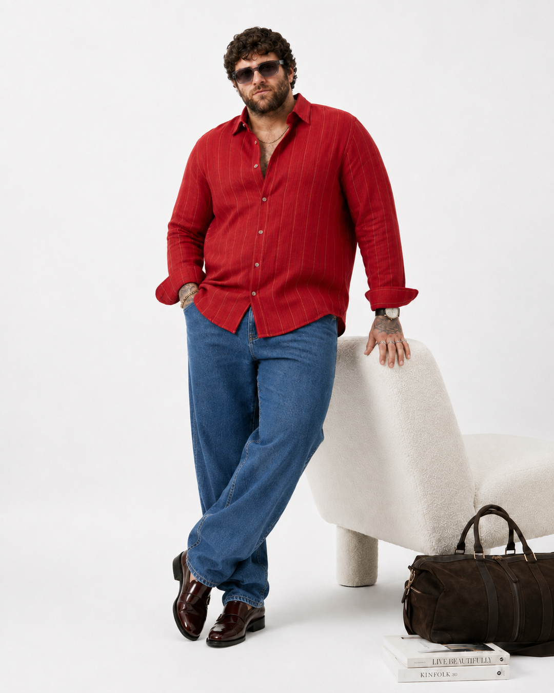 PLUS SIZE LINEN STRIPE SHIRT FOR MEN | XL-7XL