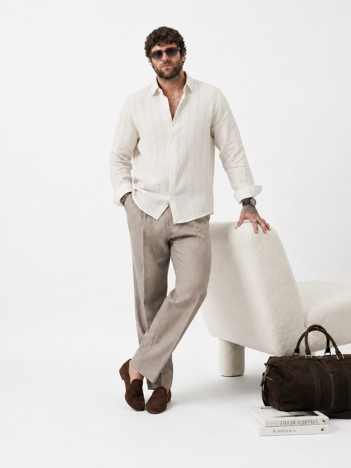 PLUS SIZE LINEN STRIPE SHIRT FOR MEN | XL-7XL