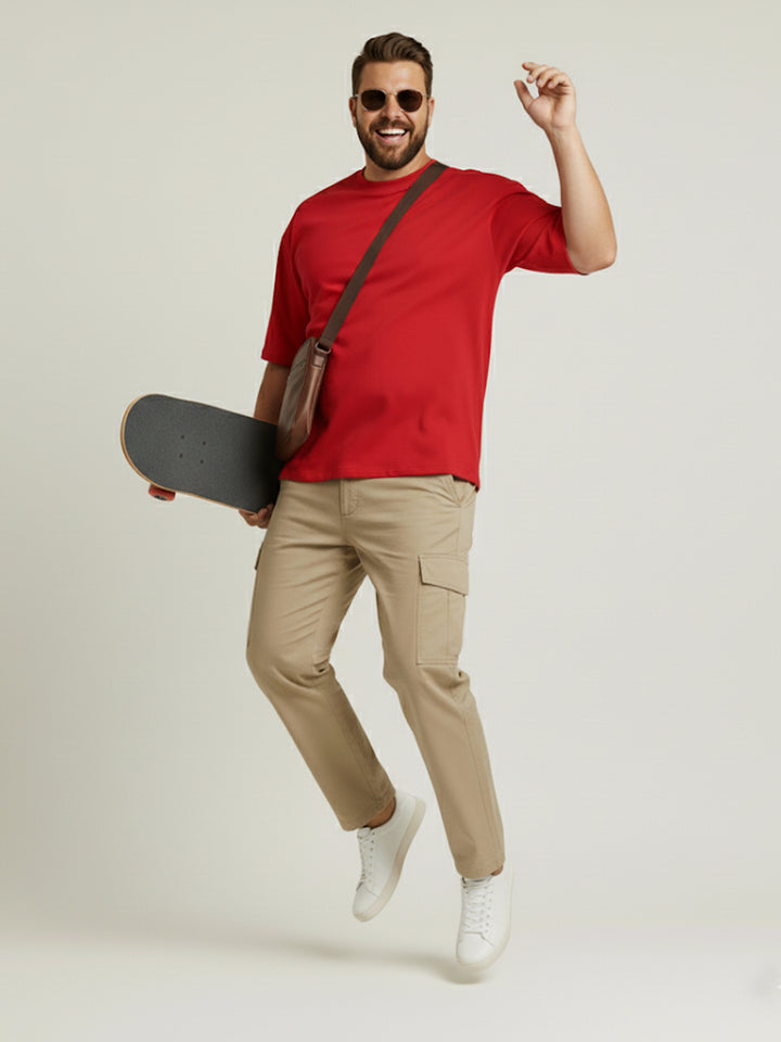 PLUS SIZE RED LABEL COTTON LYCRA LOOSE FIT T-SHIRT FOR MEN | XL-7XL