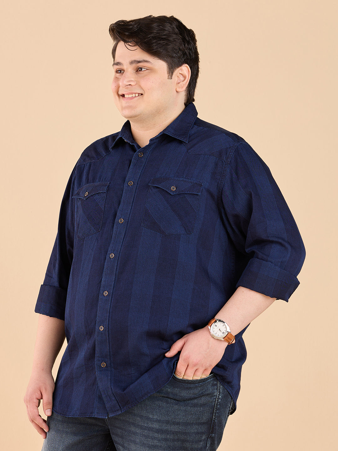 Contemporary Plaid Indigo Shirt