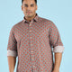 Plus Size Mod Tile Print Twill Stretch Shirt | XL-7XL