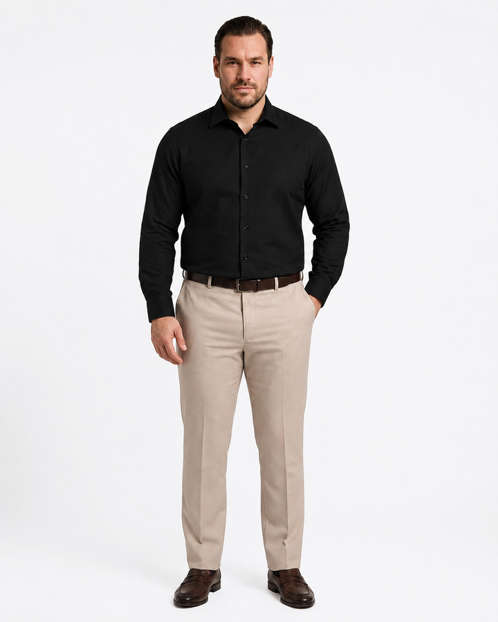 PLUS SIZE SOLID DOBBY SHIRT FOR MEN | XL-7XL