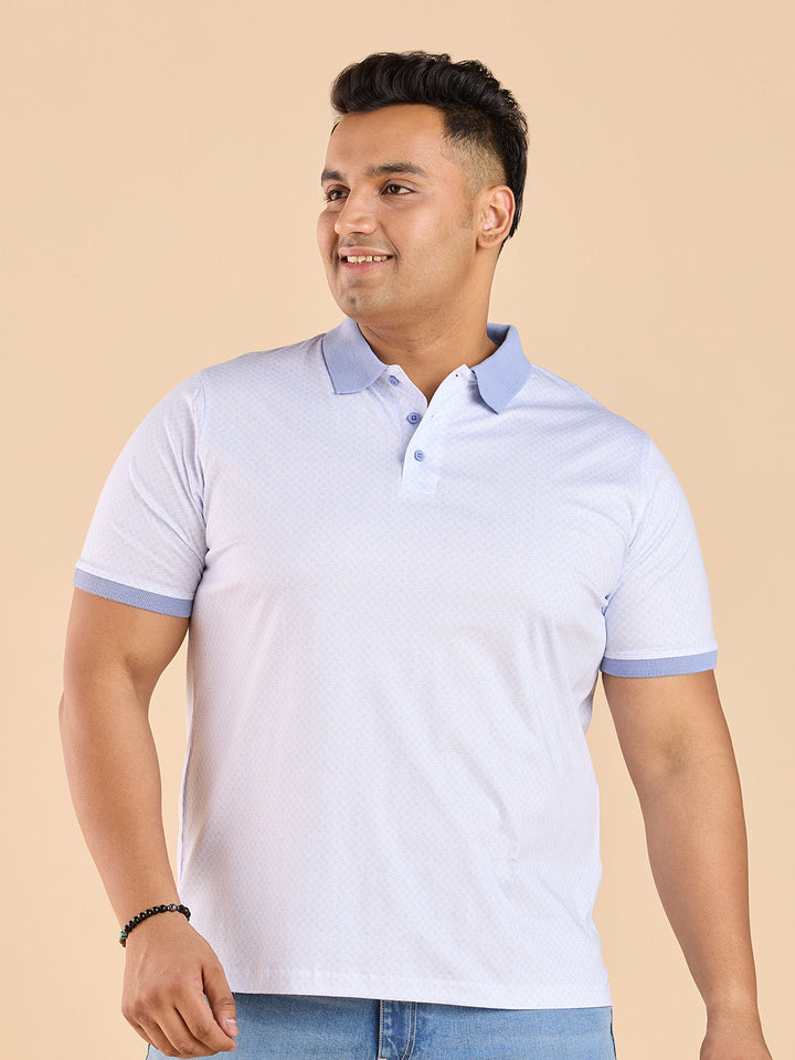 Premium Ditsy Geo Printed Stretch Polo T-Shirt