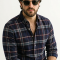 PLUS SIZE MEN INDIGO CHECK SHIRT| XL-7XL