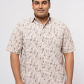 Plus size Tropical Printed Cotton Holiday Half Sleeve Shirt For Men | XL-7XL