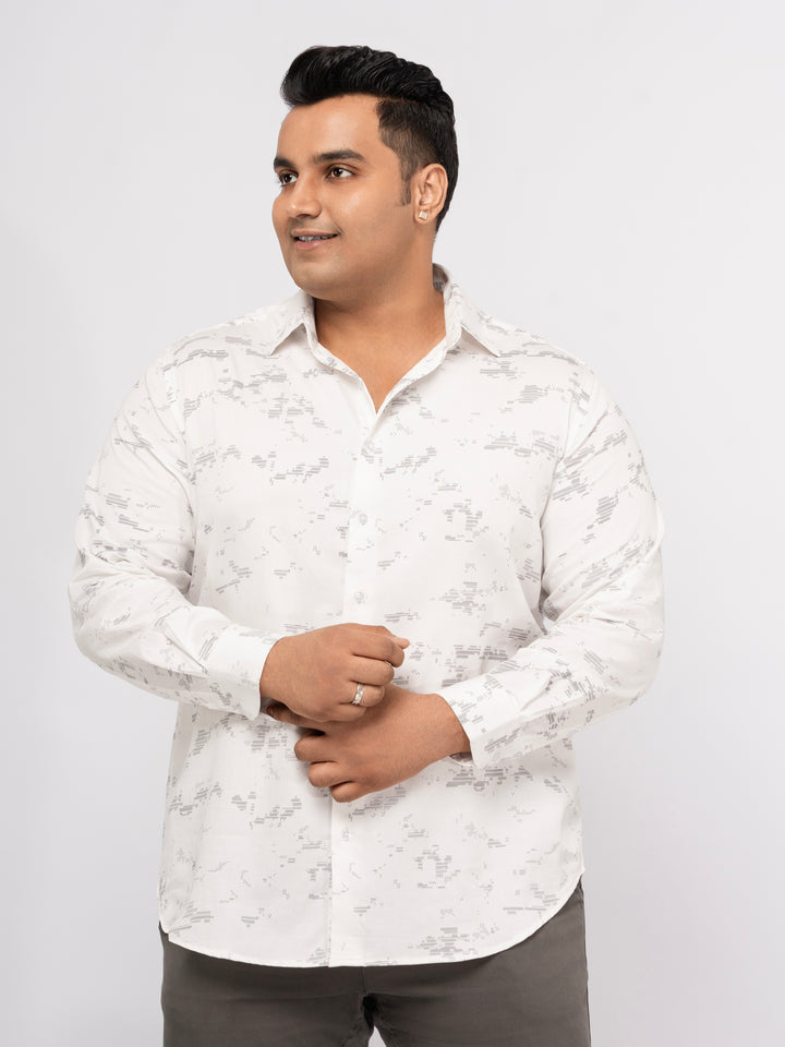 Plus size Printed Stretch Satin Party Shirt For Men | XL-7XL